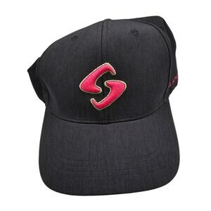Gearbox Mens Snapback Baseball Hat Cap Black w/ Pink Embroidery
